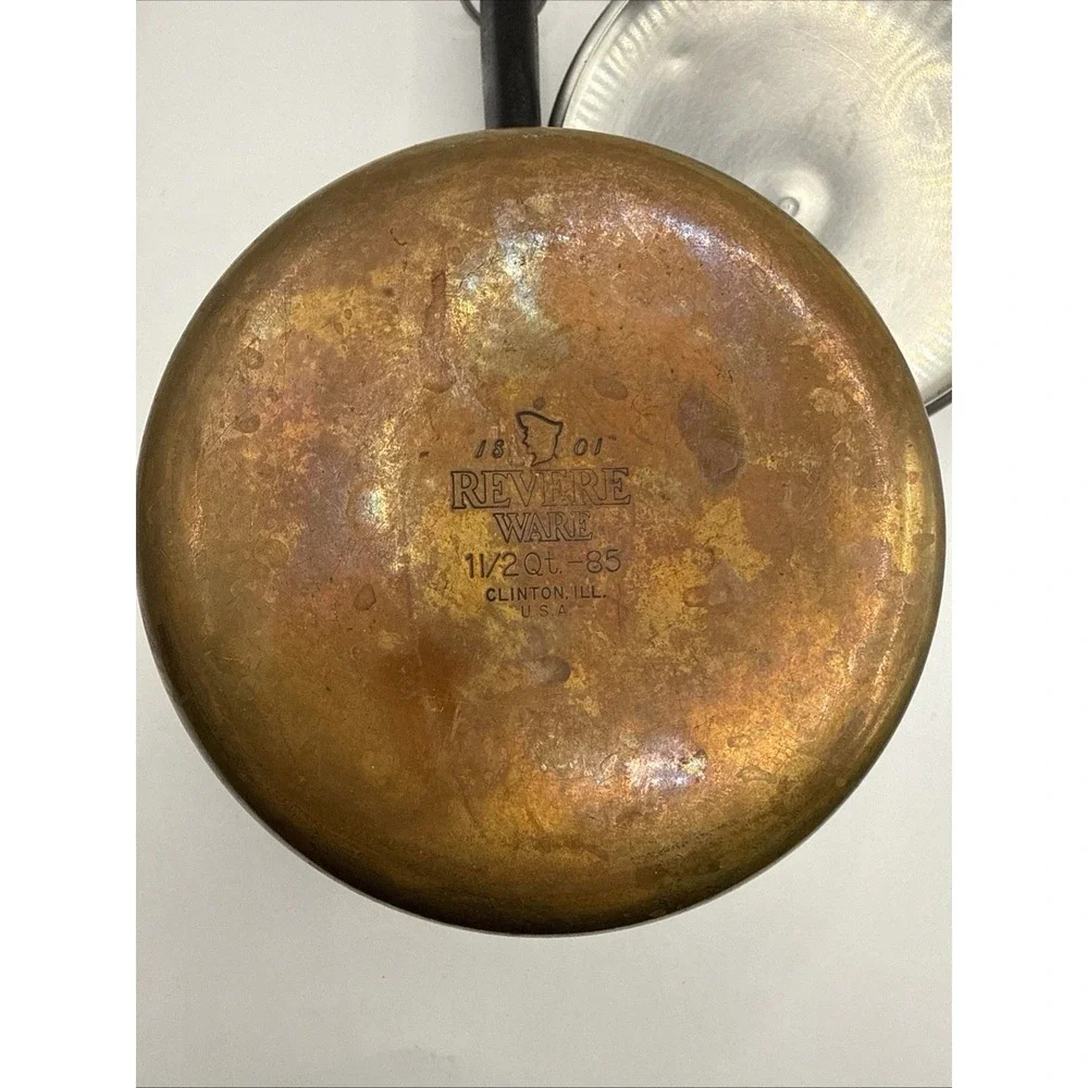 1801 Revere Ware 1 1/2 Quart Qt  Saucepan With Lid Copper Bottom 85